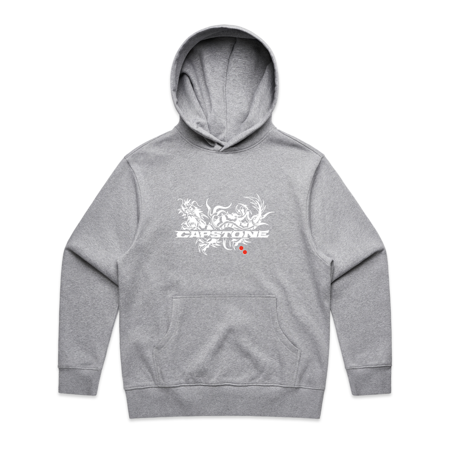Dragon Hoodie Grey Marle - White Print