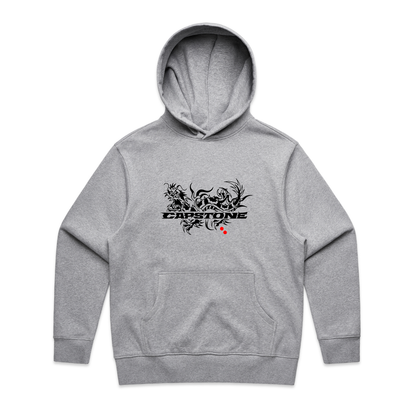 Dragon Hoodie Grey Marle - Black Print