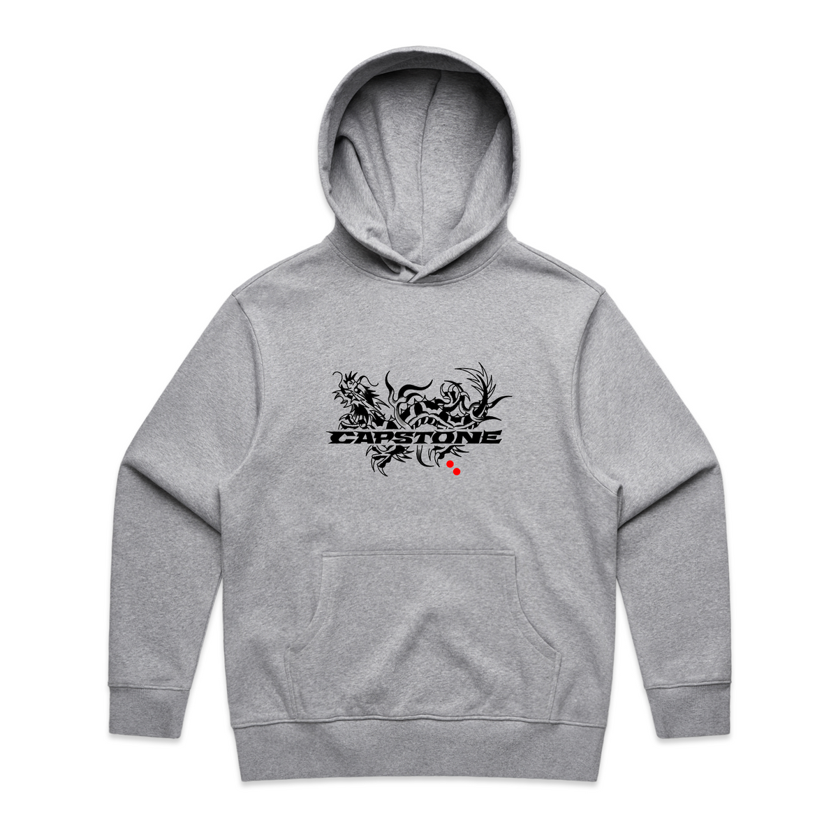 Dragon Hoodie Grey Marle - Black Print
