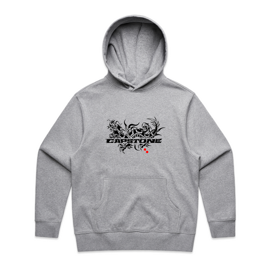 Dragon Hoodie Grey Marle - Black Print