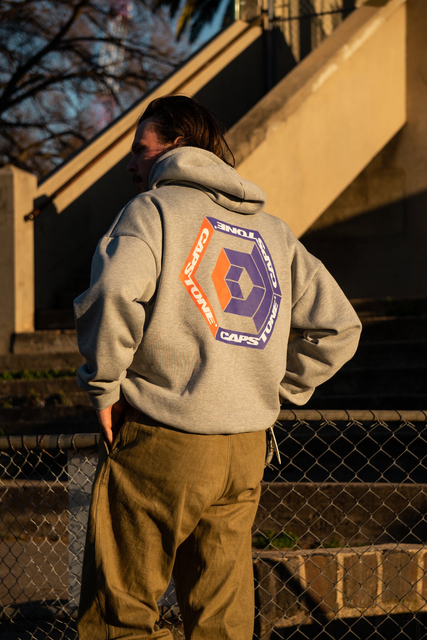 Hypercube Logo Hoodie Grey Marle