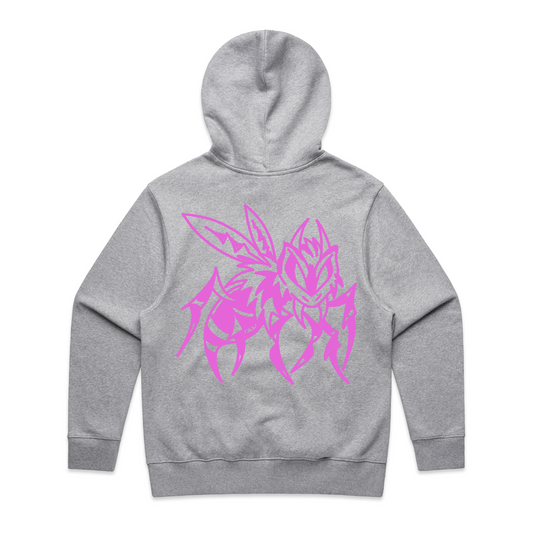 Pink Killer Bee Hoodie Grey Marle